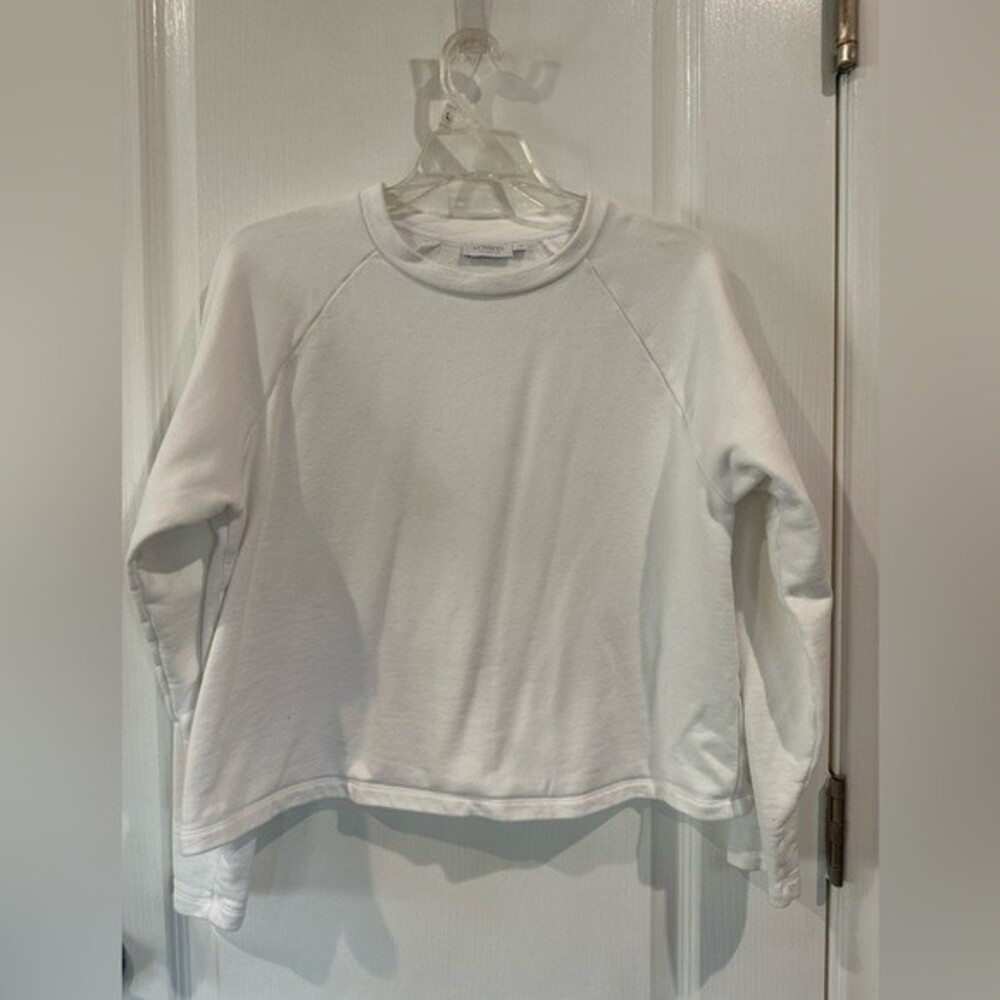 SUNSPEL Crew Long Sleeve Pullover Shirt White Cotton Size 14 Made in Portugal